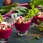 beet & Pomegranate Gazpacho- arianascuisineofmarin.com