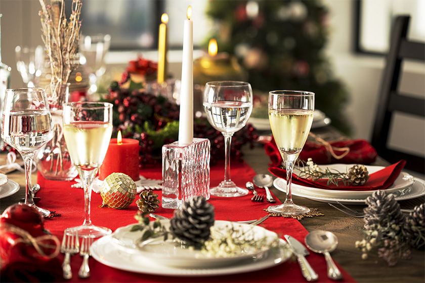 Christmas holiday table setting